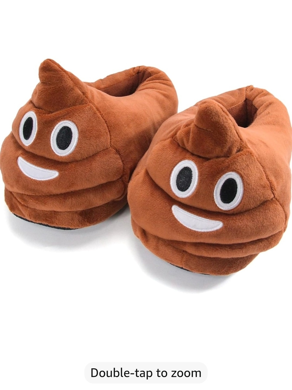 Novelty Poop Emoji Plush Slippers - Brown - Picture 2 of 9